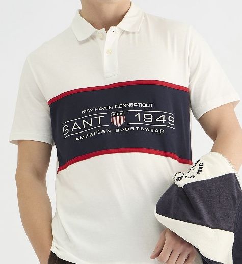GANT Colourblock Embroidered Polo Collar Cotton T-shirt