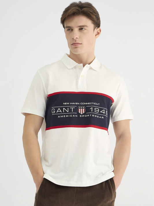 GANT Colourblock Embroidered Polo Collar Cotton T-shirt