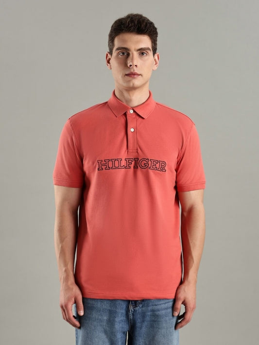 Tommy Hilfiger Embroidered Polo Collar Pure Cotton T-Shirt