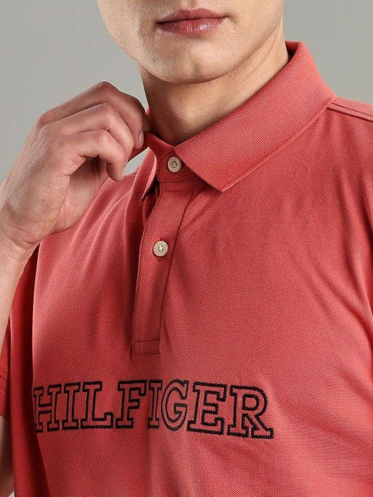 Tommy Hilfiger Embroidered Polo Collar Pure Cotton T-Shirt